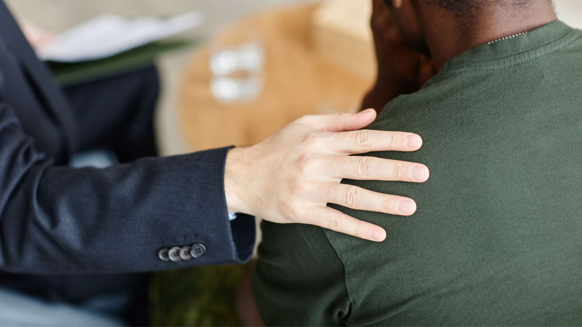 A psychiatric provider talking with a patient during a depression evaluation in a Dallas-area office